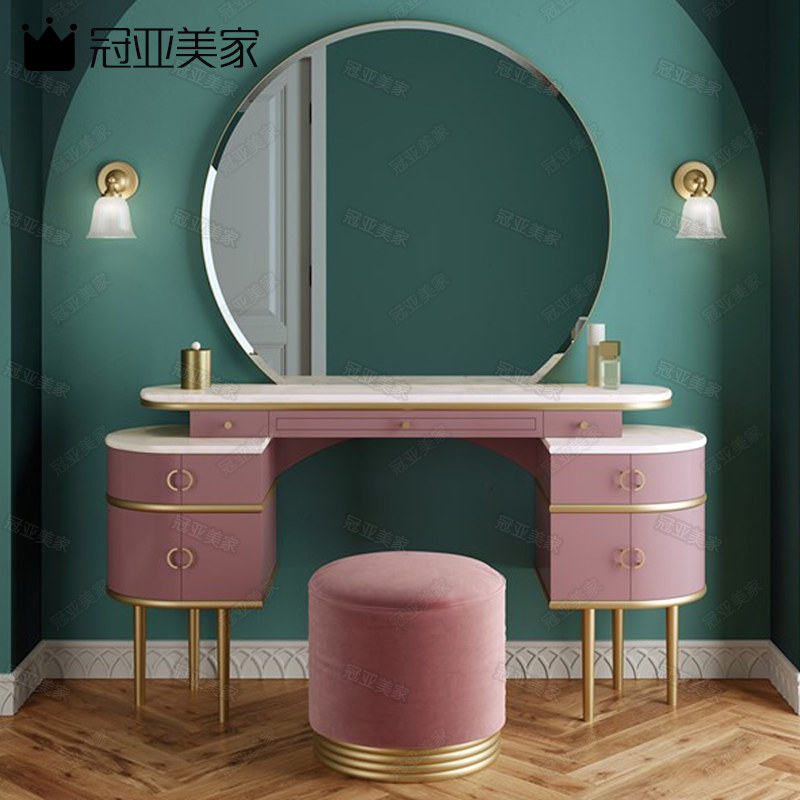 Dressing table Italian minimalist bedroom Nordic light luxury postmodern minimalist makeup table and chair combination baking paint net red ings