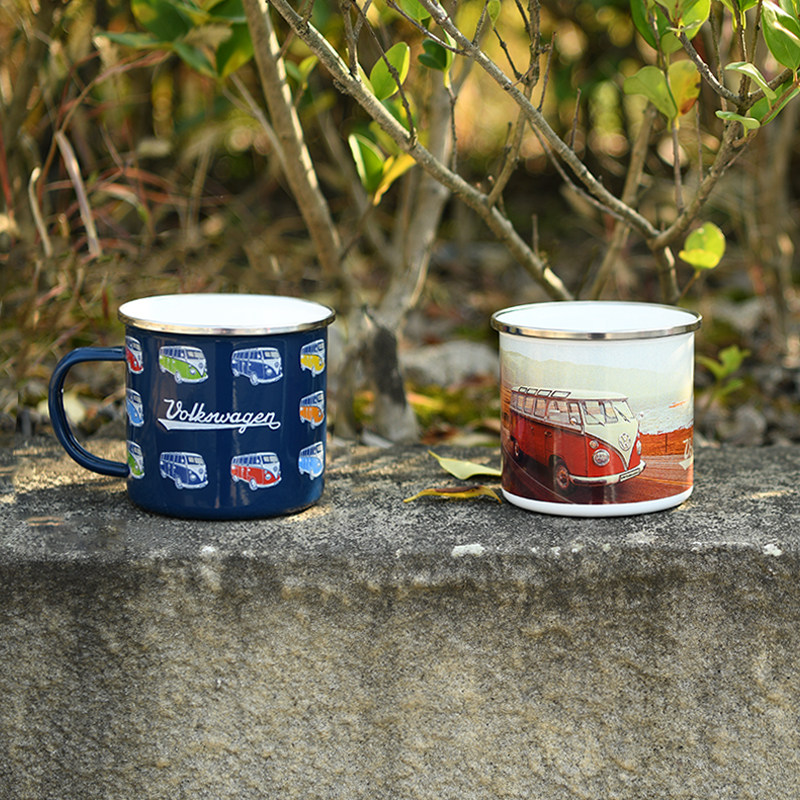Volkswagen Foss VW Classic Wagon T1 Outdoor Leisure Camping Retro Coffee Enamel Mug
