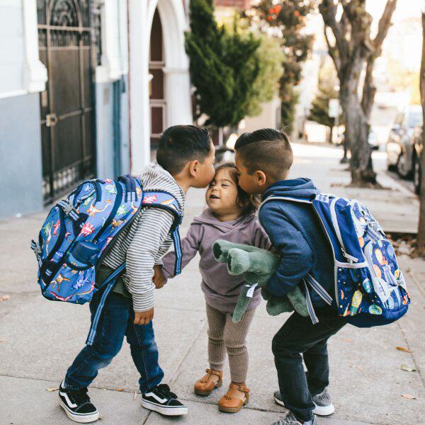 American children's double shoulder bag convenient and practical YKK pull-chain multifunction school bag big number suitable for more than 3 grade