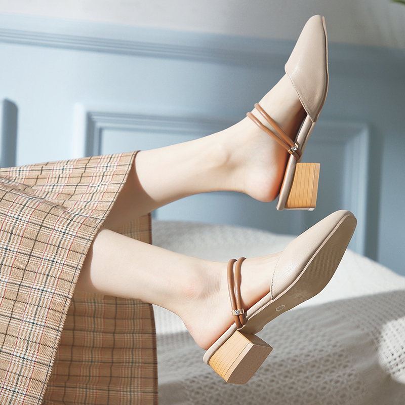 Baotou sandals female summer with 2021 new fairy wind ins Fashion Net red high heels Baotou slippers