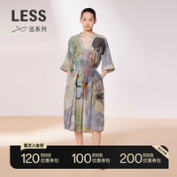 [Xun Series] LESS Summer Character Print Short Sleeve Dress Women's V-neck Waist Loose Skirt 2O4G13230