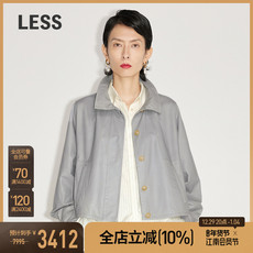 Кожаная куртка less春季外套时尚个性宽松舒适复古立领长袖女式皮衣2mba00610