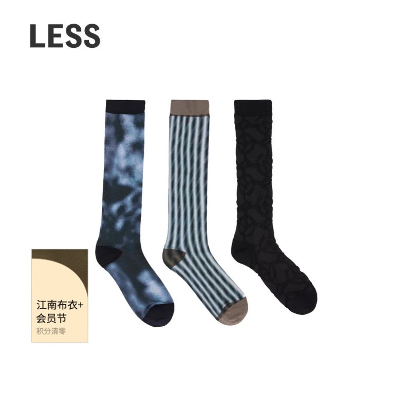 Less Autumn Fine Knit Craft Fashionable Comfortable Socks Women's Casual Simple Gradient Color High Tube Socks 3o8r34410