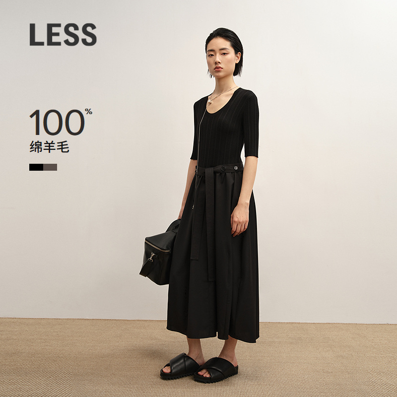 Less Autumn Fashion Commuting High-Sense Irregular All-Wool Slim-Fit Short-Sleeve Knitted Dress 2P7G18540 Less Autumn Fashion Commuting High-Sense Irregular All-Wool Slim-Fit Short-Sleeve Knitted Dress 2P7G18540