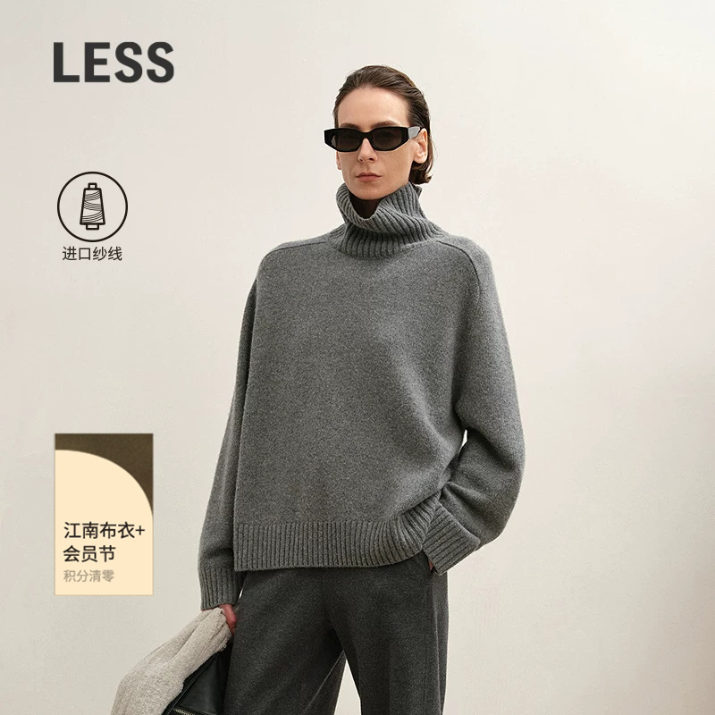 Less Winter Turtleneck Sweater for Women Italian Yarn Wool Mid-High Collar Knitwear 2Pa315030 Less Winter Turtleneck Sweater for Women Italian Yarn Wool Mid-High Collar Knitwear 2Pa315030