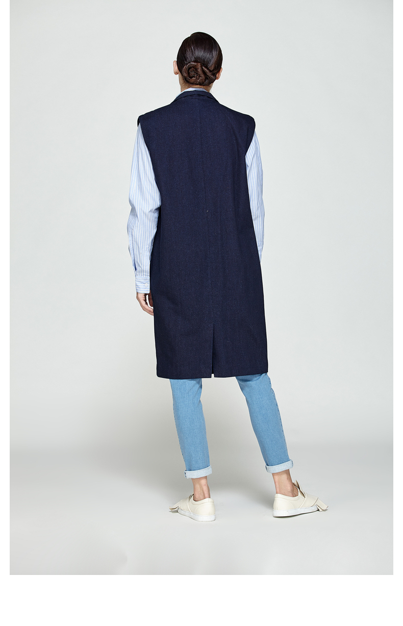 Counter chính hãng LESS2019 mùa xuân thời trang nữ thời trang áo khoác denim tay dài hình chữ H 26926009 - Áo vest shop áo khoác nữ hàn quốc