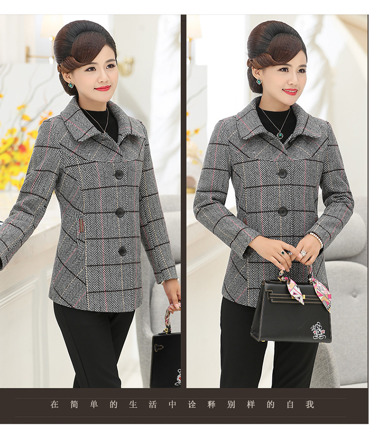 Áo khoác lông cho phụ nữ trung niên Bộ đồ mùa xuân nhỏ cho mẹ trung niên bộ vest nữ quần lửng