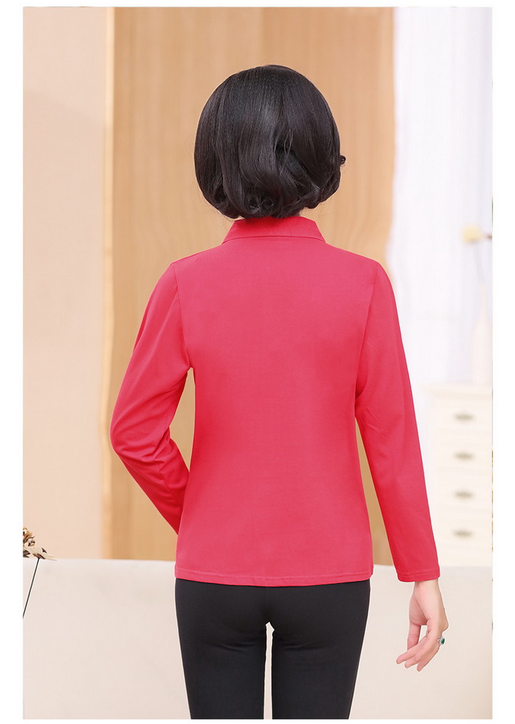 Áo thun nữ dài tay cho nữ trung niên Áo sơ mi nữ trung thu mùa thu trên áo mẹ áo form rộng nữ cá tính