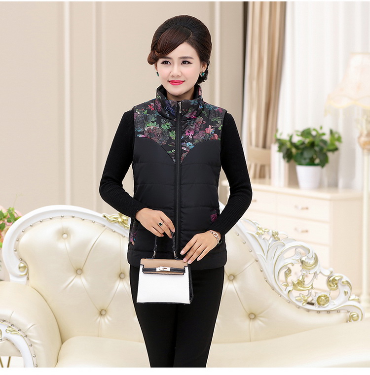 Áo vest nữ trung niên mùa thu và mùa đông size lớn cho nữ trung niên vest xuống vai áo khoác cotton mẹ vest vest ngắn quần áo nữ đẹp