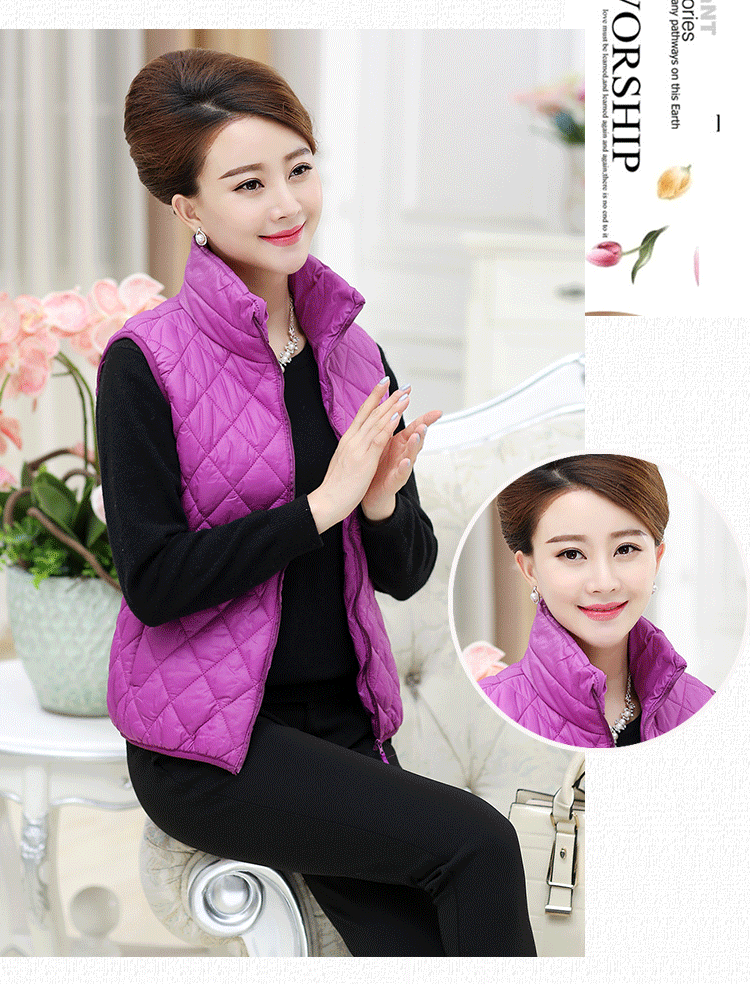 Áo vest nữ trung niên cỡ lớn Quần áo nữ trung niên cotton mùa thu và mùa đông vest mỏng phần ngắn áo khoác mẹ xuống mẫu đầm trung niên đẹp nhất hiện nay