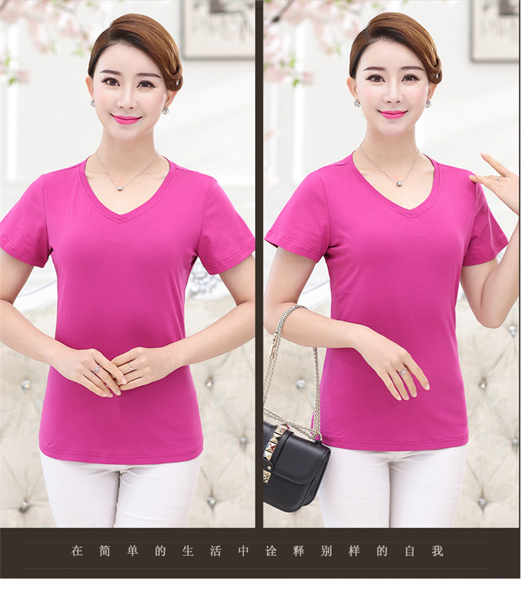 Phụ nữ trung niên mùa hè ngắn tay T-shirt trung niên mẹ nạp tinh khiết bông nửa tay mùa hè quần áo 40-50 tuổi áo sơ mi nữ trung niên