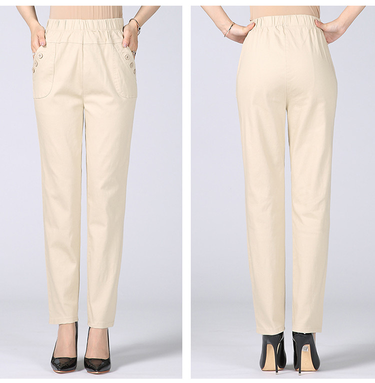 Quần nữ trung niên quần âu mùa thu đông cao eo thẳng quần mẹ quần cotton cộng với quần nhung nữ trung niên size lớn quần đũi nữ