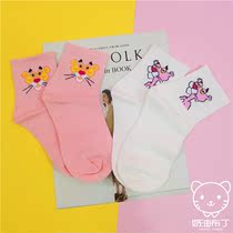 Korean version of ins Harajuku cartoon cute pink Naughty Leopard socks girl heart socks student warm cotton socks