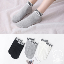 Korean girl classic three-bar cotton Joker boat socks comfortable Sports womens socks low-help college style personality socks