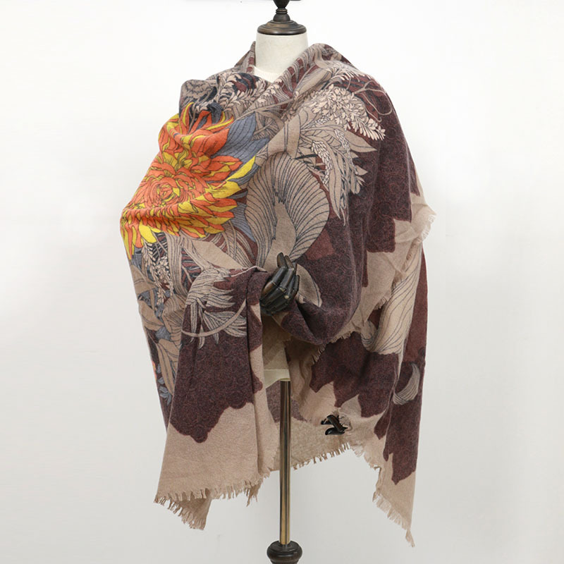 Inner Mongolia Wool Shawl Scarf Dual-Use for Women, Autumn and Winter, Warm, Oversized, Thickened, Boiled Wool Square Scarf