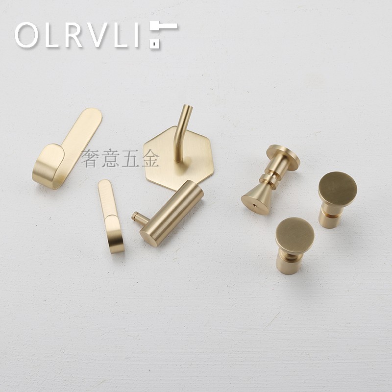 Nordic brass hook bedroom decorated pure copper hook creative wall with gold collection-free nail hook