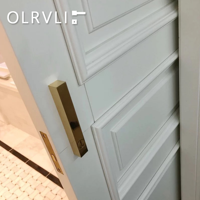 Designer sliding door lock Pure copper sliding door lock Golden dressing room sliding door lock Invisible door sliding door lock