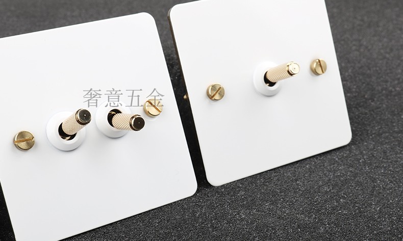 Retro white panel Switch pvd golden brass plus-set Switch Hotel Folk Juku Switch Socket