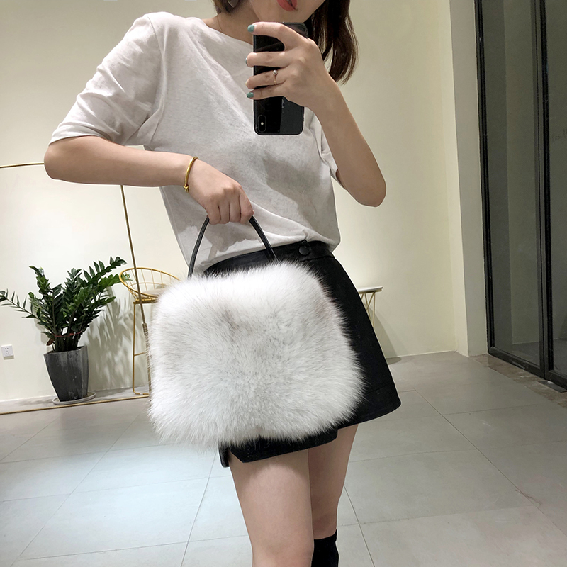 Bag for Women, Real Fox Fur Crossbody Shoulder Clutch Bag, Korean Style Small Square Bag, Genuine Cowhide Hand Warmer Bag, Fur Bag Bag for Women, Real Fox Fur Crossbody Shoulder Clutch Bag, Korean Style Small Square Bag, Genuine Cowhide Hand Warmer Bag, Fur Bag