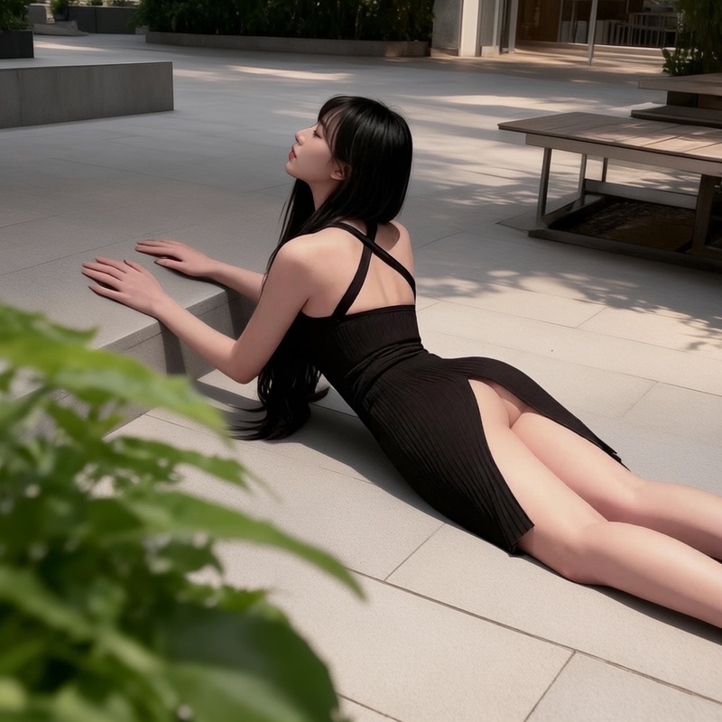 Sexy Black V-Neck Dress for Women, Slim Fit, Slit, Revealing Hips, Fishtail Skirt, Hot Girl Style, Little Black Dress, Mid-Length Dress