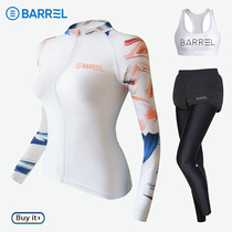 Korean surfing suit womens long-sleeved long pants swimsuit split slimming sun protection quick-drying diving suit jellyfish suit snorkeling suit