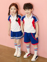 Kindergarten garden clothes summer childrens sports class clothes teacher graduation photos British style Primary School uniform set