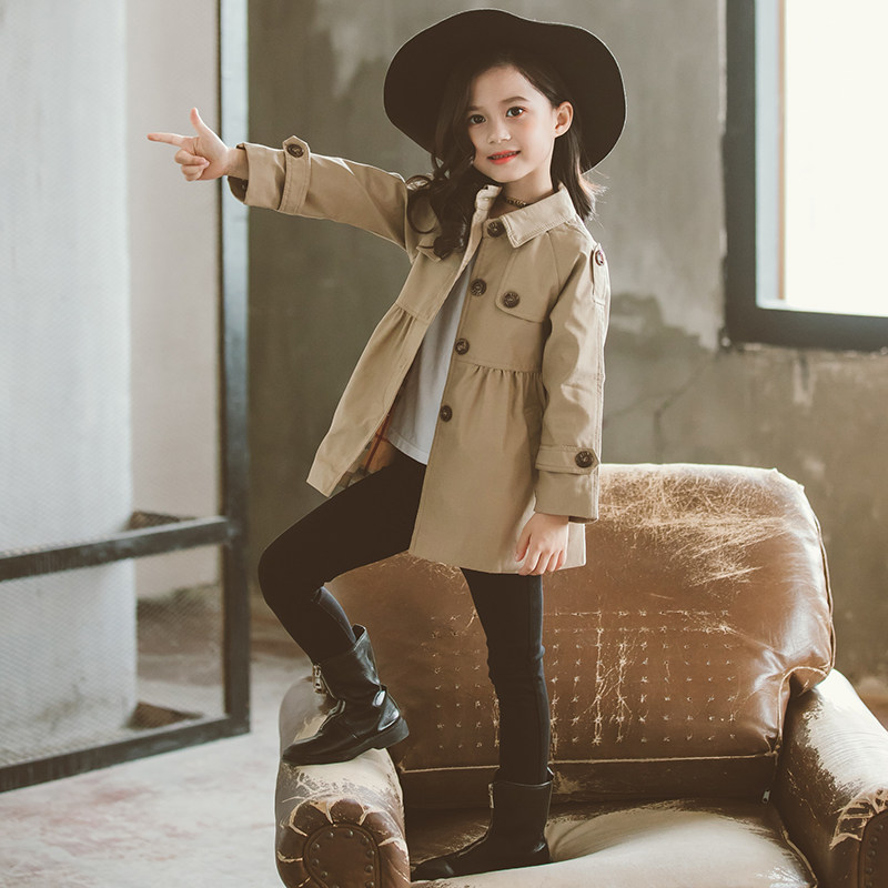 Girl Thickening Clip Cotton Windcoat Jacket 2022 New Autumn Winter Dress CUHK Girl Girl Spring Fall Short blouses