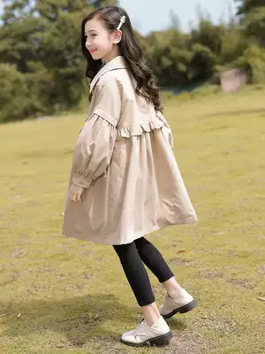 Girls' windbreaker spring and autumn thin foreign style 2021 New Korean version of children's English style coat