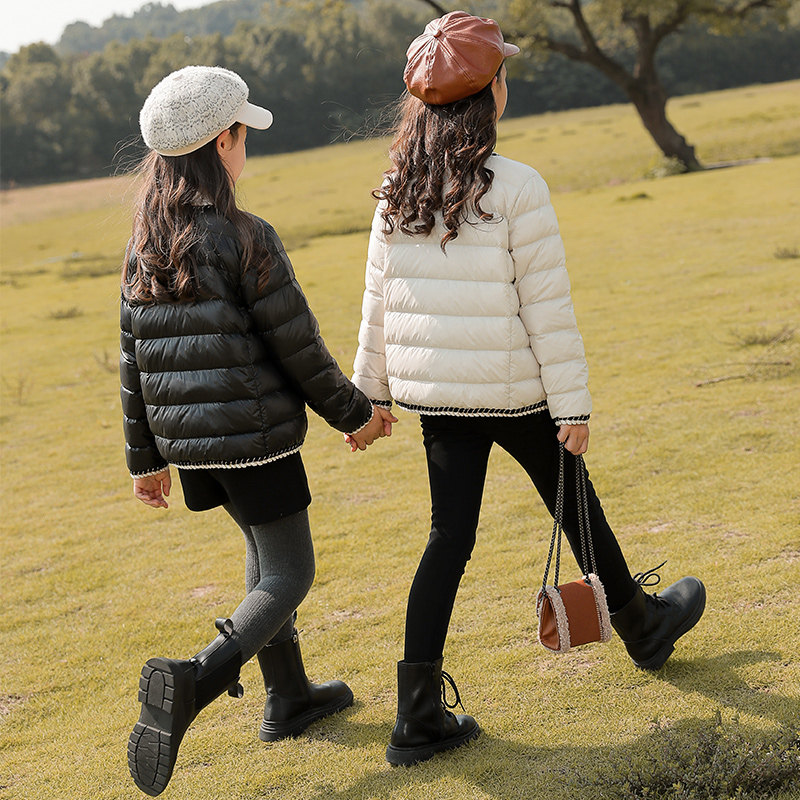Girl's autumn winter light and thin section down clothes 2022 new children CUHK Girl Scout Winter Short Jacket Tide