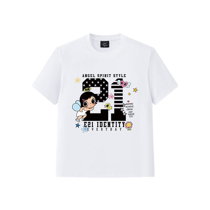 E21 American Retro Cartoon Character Printed Short-Sleeved T-Shirt for Couples, Korean Style Summer Casual Sports Cool Top E21 American Retro Cartoon Character Printed Short-Sleeved T-Shirt for Couples, Korean Style Summer Casual Sports Cool Top