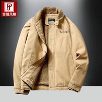 Winter plus velvet thickened cotton clothes casual men cotton clothes pure cotton thickened cotton padded jacket Cotton Jacket Tide Plus Suede Jacket