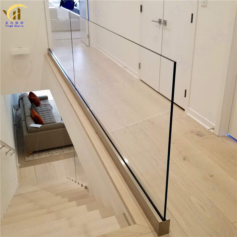 Balcony frameless glass handrail track groove guardrail landscape railing extremely simple handrail glass buried u-shaped groove