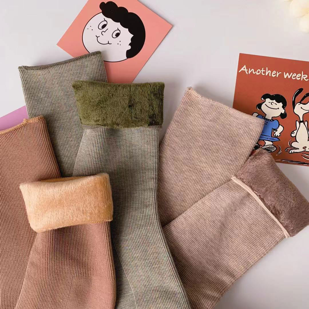 Winter College Winery Socks Thicken Plus Suede Pure Color 100 Hitch Socks Day Ensemble Original Juku Girl Short Socks South Korea Stripe