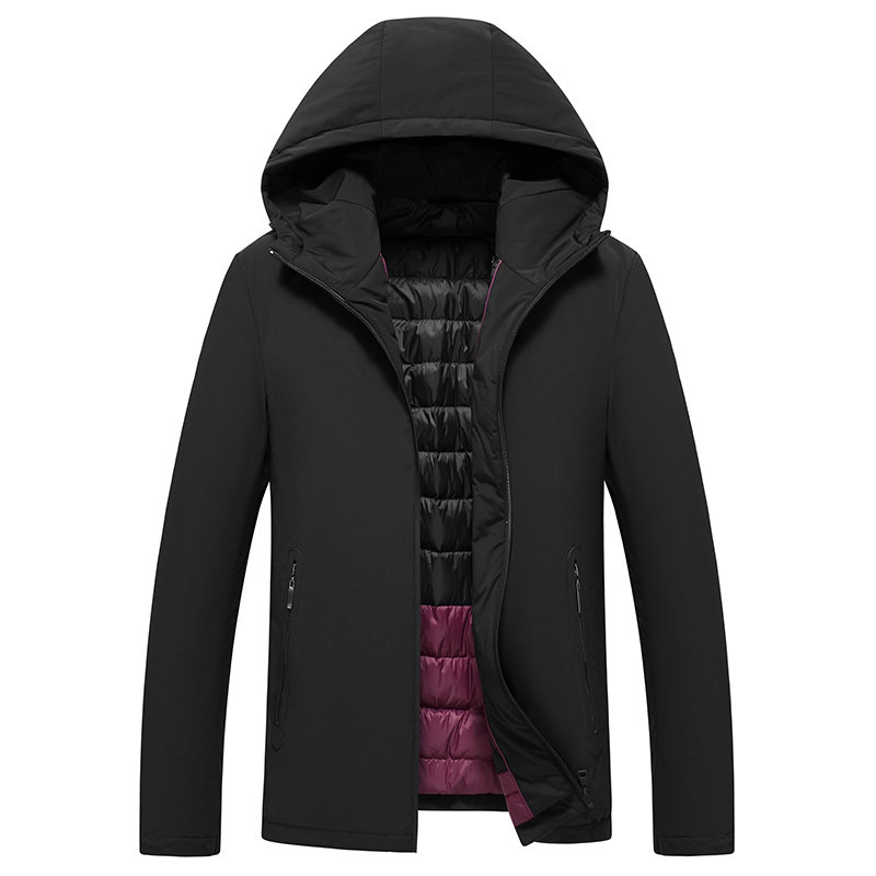 Snow leopard 2020 autumn and winter new down jacket men's long hooded slim white duck down winter business warm coat