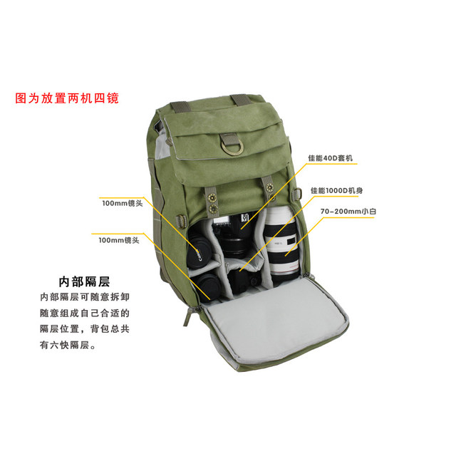 ກະເປົ໋າຖ່າຍຮູບ backpack ກັນນ້ໍາຄວາມຈຸຂະຫນາດໃຫຍ່ canvas multi-purpose multi-compartment function multi-lens ກ້ອງຖ່າຍຮູບມືອາຊີບຖົງ SLR