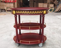  Special offer Solid wood wheeled dining car Three-layer service car Wine cart Hotel wine cart Restaurant food delivery car