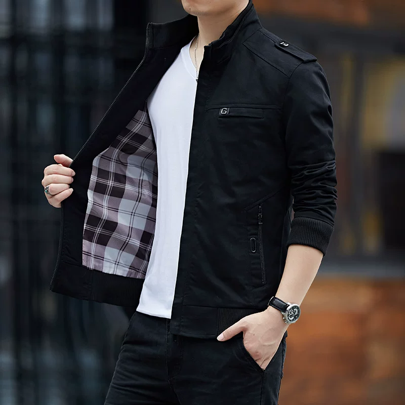 Demi-season denim cotton men's autumn jacket for leisure, Korean style