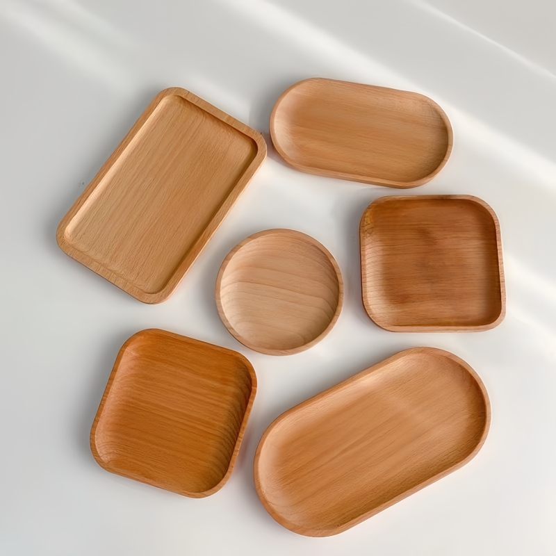 Japanese-Style Wooden Tray Rectangular Round Oval Wooden Small Tray Photo Props Jewelry Storage Tray Dish
