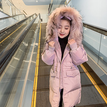 Girls down jacket winter 2020 new childrens girls foreign style thickened coat big childrens middle long section over the knee tide