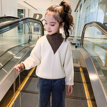 Mink velvet girls sweater autumn and winter 2020 new Korean version of the velvet thickened winter Korean version of the childrens pullover base shirt