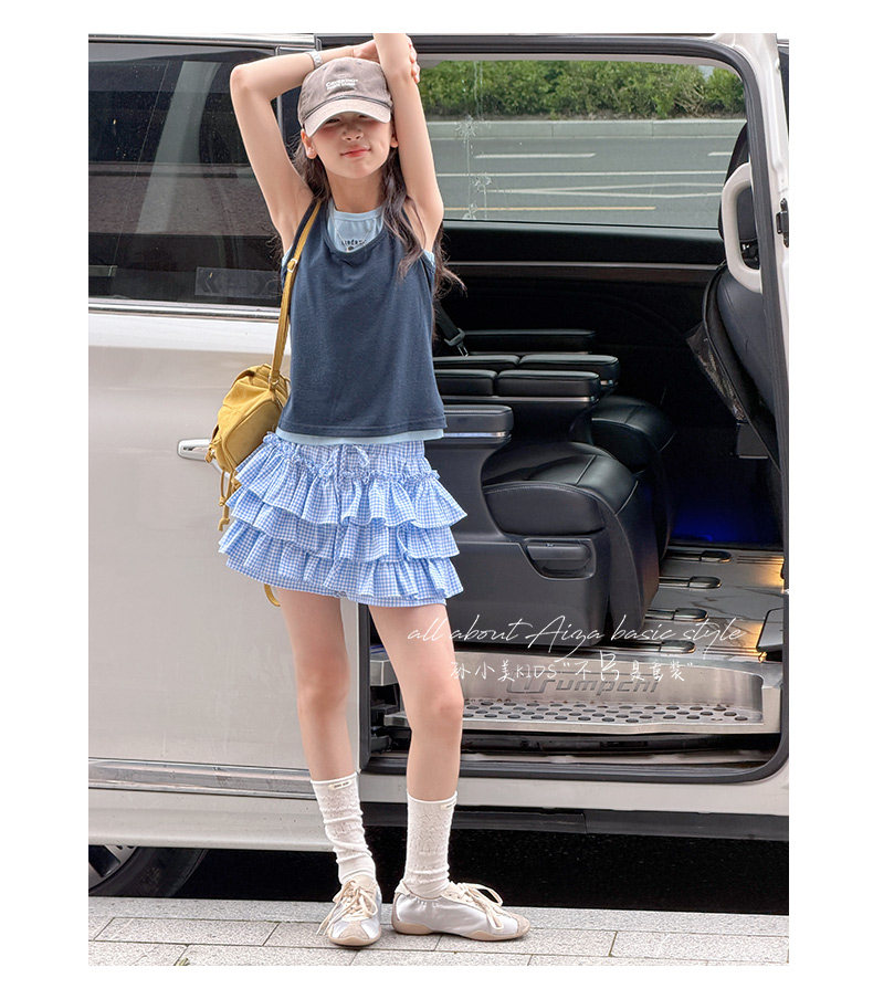 孙小美运动风叠穿女童无袖上衣套装2026夏装新款儿童背心两件套薄 — 27