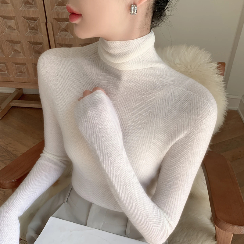 Ordos City 2026 Autumn/Winter New Pure Wool Sweater Women's Turtleneck Slim Fit Pullover Base Layer High Neck Sweater