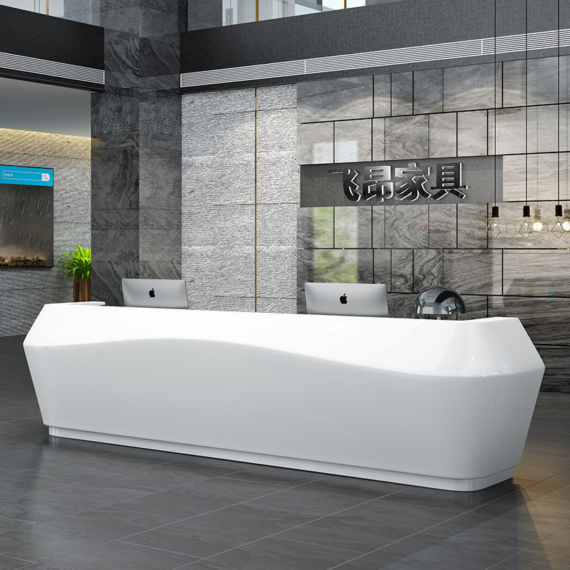 Painting front desk desk reception counter curved and modern beauty salon counter