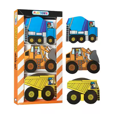 玩玩镇异形书3册playtown Chunky Pack Construction 英文原版绘本水泥搅拌机挖掘机倾卸卡车2 5岁儿童认知学习进口英语童书
