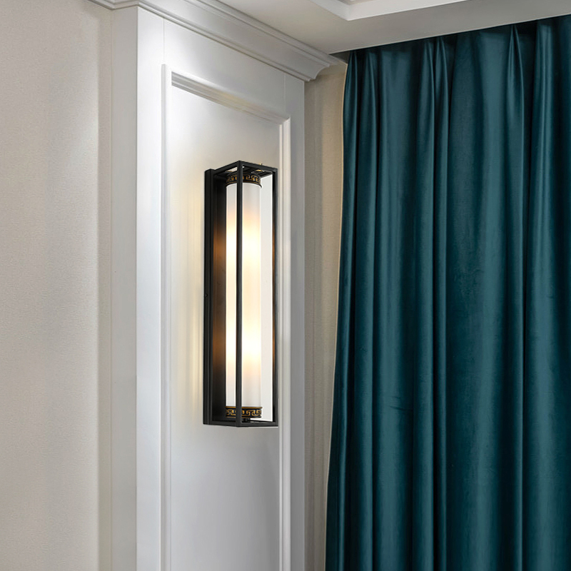 New Chinese Living Room Wall Lamp Glass Creative Personality Modern Minimalist Bedroom Bedhead Hallway Aisle Meditation Lamp