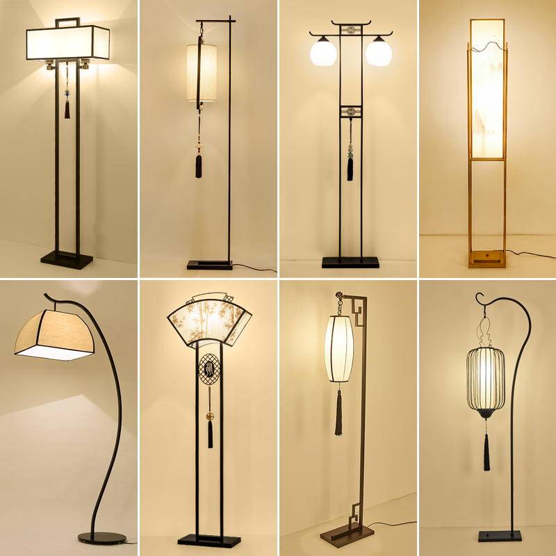 New Chinese style floor lamp China Wind Zen Serie Room Front Desk Sofa Tea Table Standing Terrace Lamp Iron Art Book House Lamp