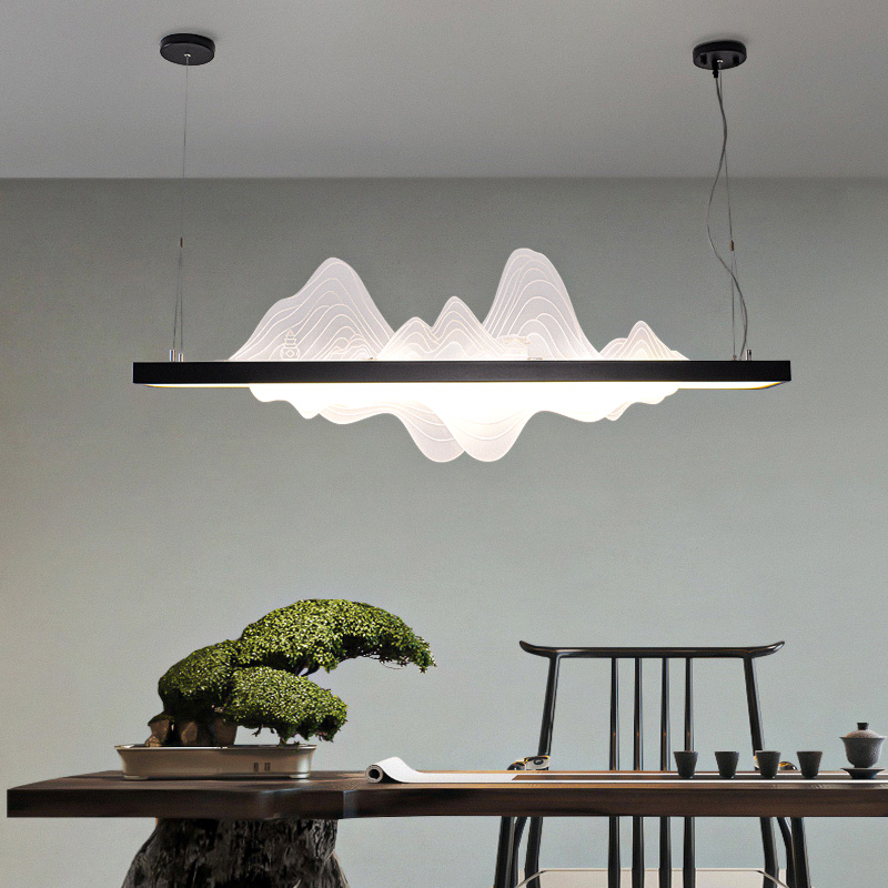 Landscape Chandelier Zen of New Chinese Creative Tea Room Lamp-like Room Restaurant Rectangular Bar Shop Lights-Taobao