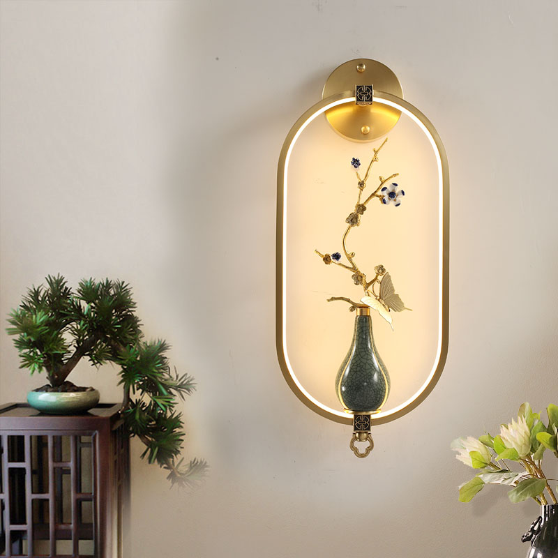 Pinlijia (Butterfly Love) new Chinese-style all-copper wall lamp light luxury living room background wall lamp creative bedroom bedside lamps