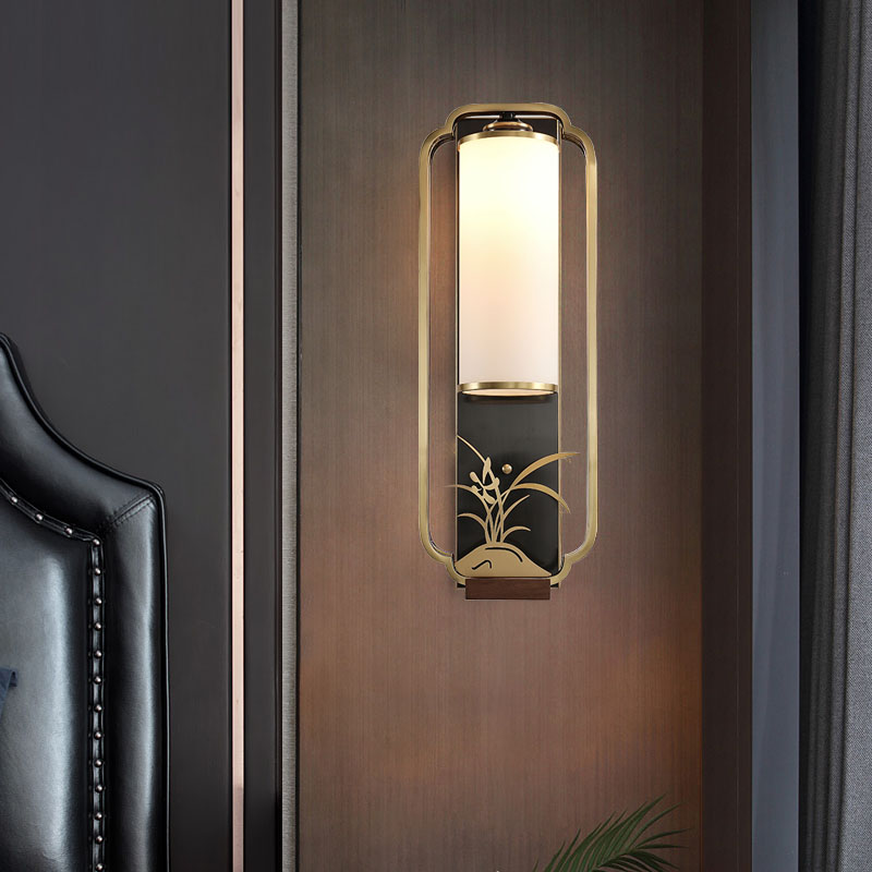 New Chinese style wall lamp living room luxury TV wall decoration plum orchid bamboo modern bedroom bedside retro corridor aisle lamp