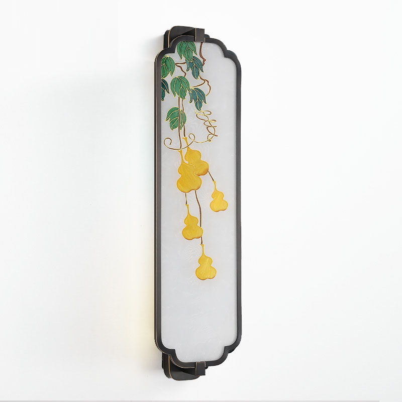 Wufu Linmen enamel color wall lamp full copper mural lamp new Chinese style Chinese style living room background wall bedroom bedside lamp